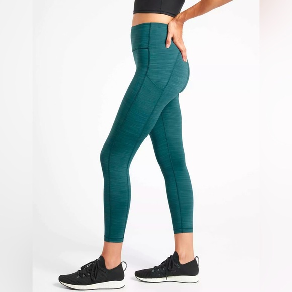 Athleta Ultimate Stash 7/8 Pocket Legging- Space Dye- Oceanic Teal Blue sz M - Picture 3 of 10